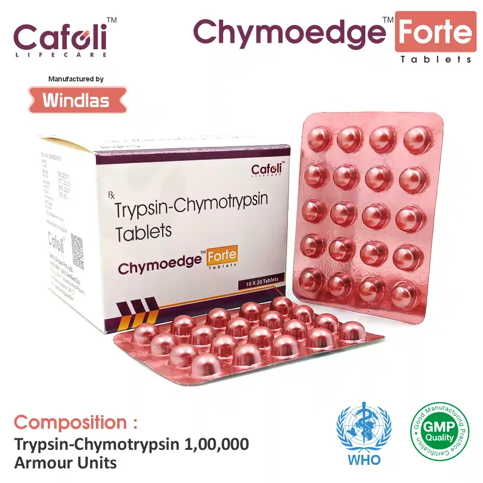 Trypsin Chymotrypsin (100000AU) Tablet at the best price in PCD Pharma Franchise for Digestive Aid.
